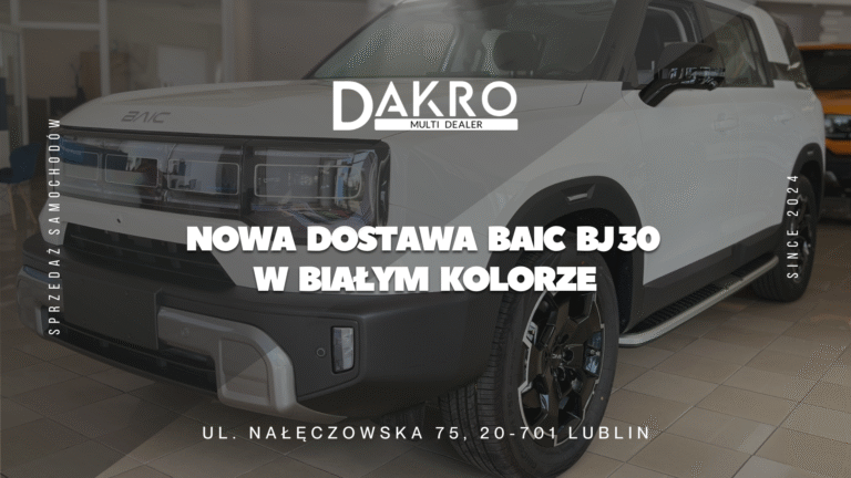 Read more about the article Nowa dostawa BAIC BJ30 w białym kolorze – hybrydowy SUV 4×4 już w Dakro Multi Dealer Lublin
